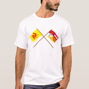 Camiseta Bandeiras cruzadas de Valão e de Liège