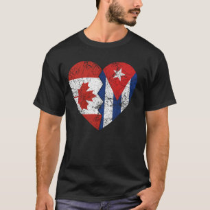 Camiseta Bandeiras Cubanas Canadenses Heart Canada Cuba Cub