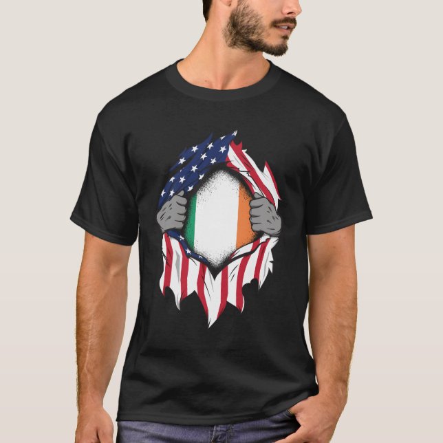 Camiseta Bandeiras da América Irlandesa que Arrumam Bandeir (Frente)