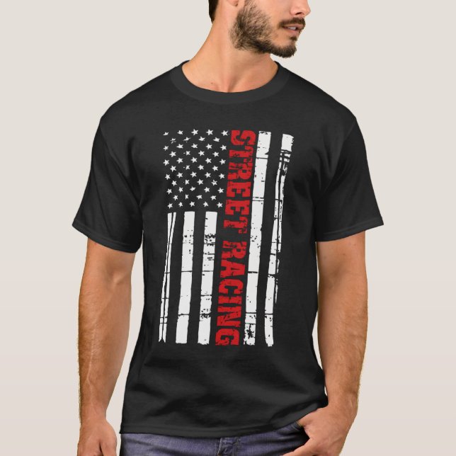 Camiseta Bandeiras da Corrida de Rua Arrastam Corrida Ameri (Frente)