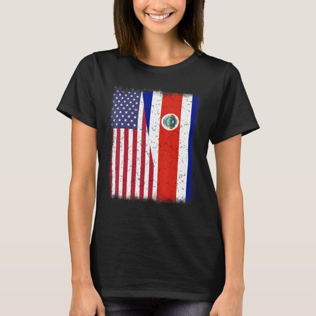 Camiseta Bandeiras da Costa Rico Americana Mulheres African (Frente)