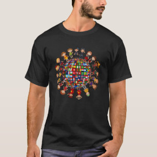 Camiseta Bandeiras Da Diversidade Cultural Mundial Em Torno