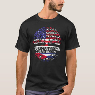 Camiseta Bandeiras da EUA e Cuba Raízes Cubanas Cultivadas