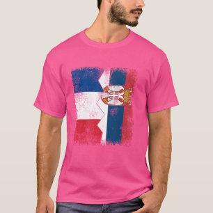 Camiseta Bandeiras da França e Sérvia Metade Raízes Sérvia
