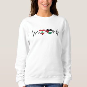 Camiseta Bandeiras da Unidade Líbano Palestina Coração Bate