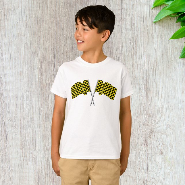 Camiseta Bandeiras de Corrida Amarelas e Pretas (Criador carregado)