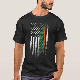 Camiseta bandeiras de listras de nó celta americano dia de