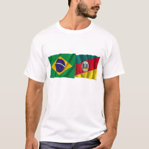 Camiseta Bandeiras de ondulação de Rio Grande do Sul & de