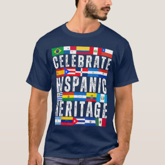 Camiseta Bandeiras de Países Hispânicos Celebram a Herança 
