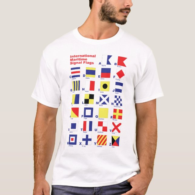 Camiseta Bandeiras de sinal marítimas internacionais (Frente)