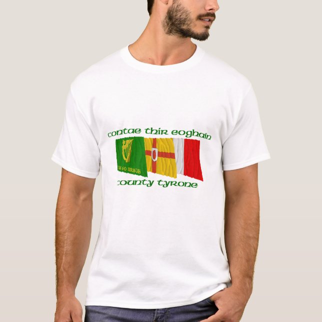 Camiseta Bandeiras de Tyrone do condado (Frente)