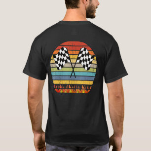 Camiseta Bandeiras de Xadrez de Corrida de Carros Retro 70s