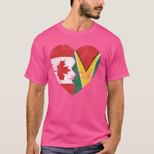 Camiseta Bandeiras do Canadá guianense Heart Canada Guyana