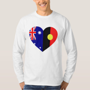 Camiseta Bandeiras do Coração Aborígene Australiano