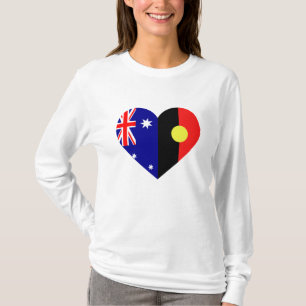 Camiseta Bandeiras do Coração Aborígene Australiano