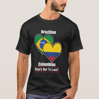 Camiseta Bandeiras do Coração Brasileiro Colombiano O Que N