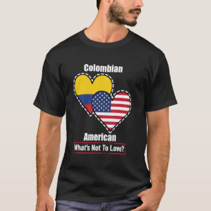 Camiseta Bandeiras do Coração Colombiano Americano O que Nã