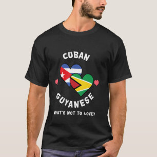 Camiseta Bandeiras do Coração Cubano-Guyanês O Que Não Amar