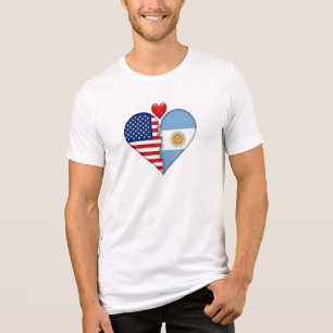 Camiseta Bandeiras do Coração da Argentina Patrimônio Hispâ