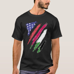 Camiseta Bandeiras do Coração do Patriota Americano Sudanês