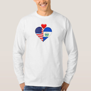 Camiseta Bandeiras do coração EUA El Salvador Patrimônio Hi