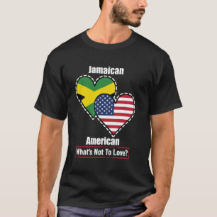 Camiseta Bandeiras do Coração Jamaicano Americano O que Não