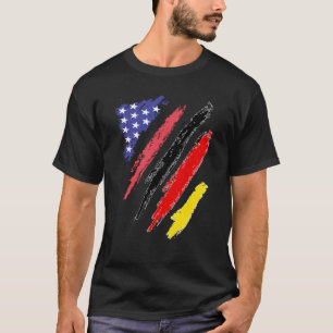 Camiseta Bandeiras do Coração Patriótico Alemão Americano C