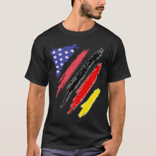 Camiseta Bandeiras do Coração Patriótico Alemão Americano C