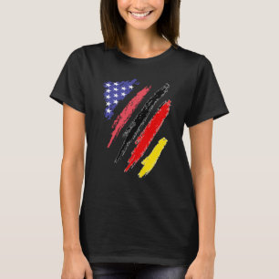 Camiseta Bandeiras do Coração Patriótico Alemão Americano C