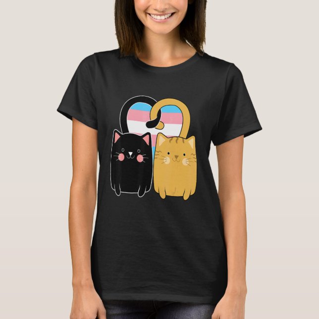 Camiseta Bandeiras do Orgulho Transgênero Gatos Coração LGB (Frente)