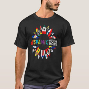 Camiseta Bandeiras do Patrimônio Hispânico Mês do Girassol 