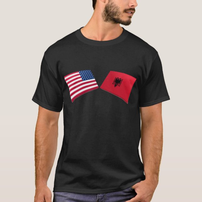 Camiseta Bandeiras dos E.U. & da Albânia (Frente)