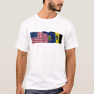 Camiseta Bandeiras dos E.U., da Pensilvânia e do Pittsburg