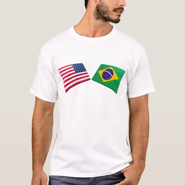 Camiseta Bandeiras dos E.U. & do Brasil (Frente)