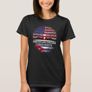 Camiseta Bandeiras dos EUA e Cuba Raízes Cubanas Cultivadas