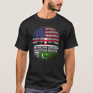 Camiseta Bandeiras dos EUA e do Paquistão Raiz paquistanesa