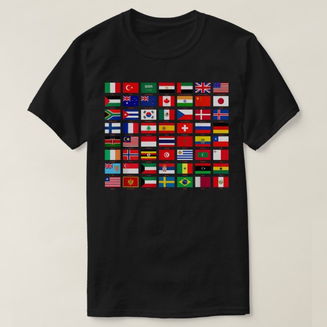 Camiseta Bandeiras dos países do Legal gráfico mundial D (Frente do Design)
