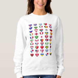 Camiseta Bandeiras dos países em forma de coração
