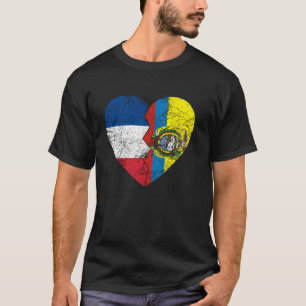 Camiseta Bandeiras Francesas Equatorianas Coração França E
