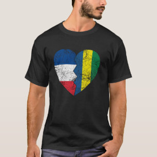 Camiseta Bandeiras Gabonesas Francesas Coração França Gabã