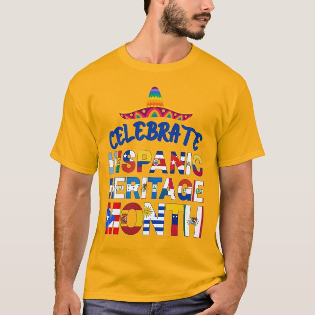 Camiseta Bandeiras HISPÂNICAS HERITAGE MÊS (Frente)