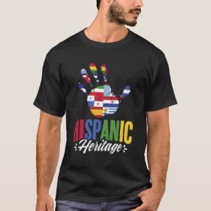 Camiseta Bandeiras Hispânicas Mãos Terras Latinas País Hisp