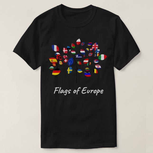 Camiseta Bandeiras internacionais da Europa (Frente do Design)