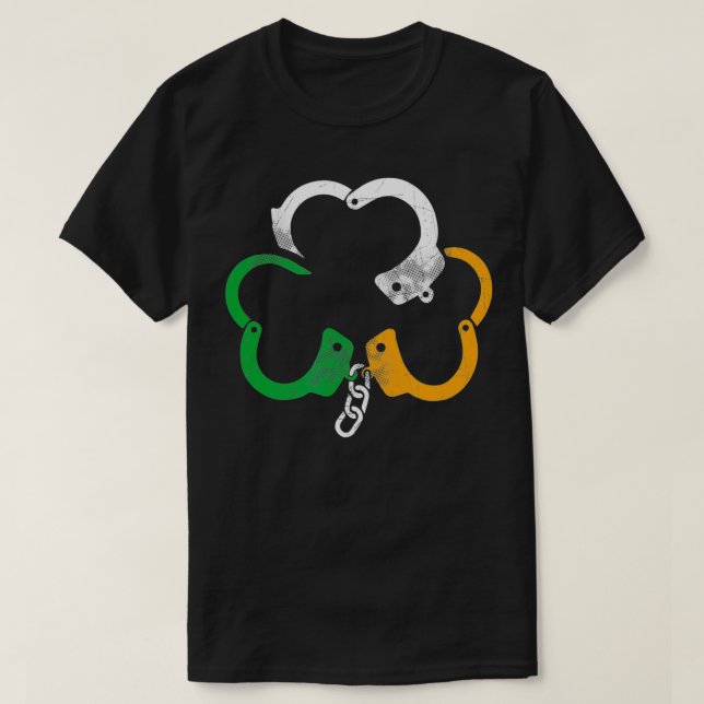 Camiseta Bandeiras irlandesas Algemas Polícia de Shamrock S (Frente do Design)