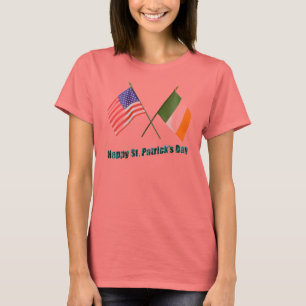 Camiseta Bandeiras irlandesas e americanas