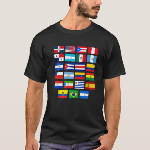 Camiseta Bandeiras latino-americanas hispânicas Patrimônio