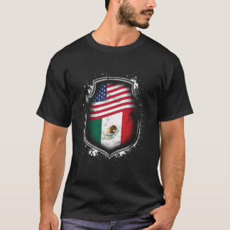 Camiseta Bandeiras Mexicanas-Americanas Do México E Da Amér