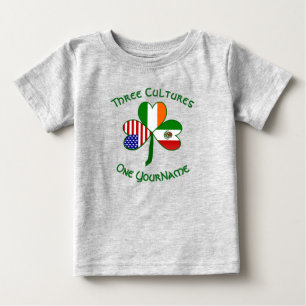 Camiseta Bandeiras Mexicano Irlandês Americano Shamrock Seu