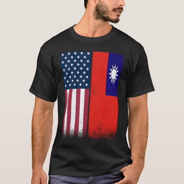 Camiseta Bandeiras taiwanesas Americanas Orgulhosas dos EUA (Frente)