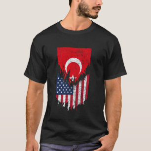 Camiseta Bandeiras Turcas Americanas Batem Torna Turquia